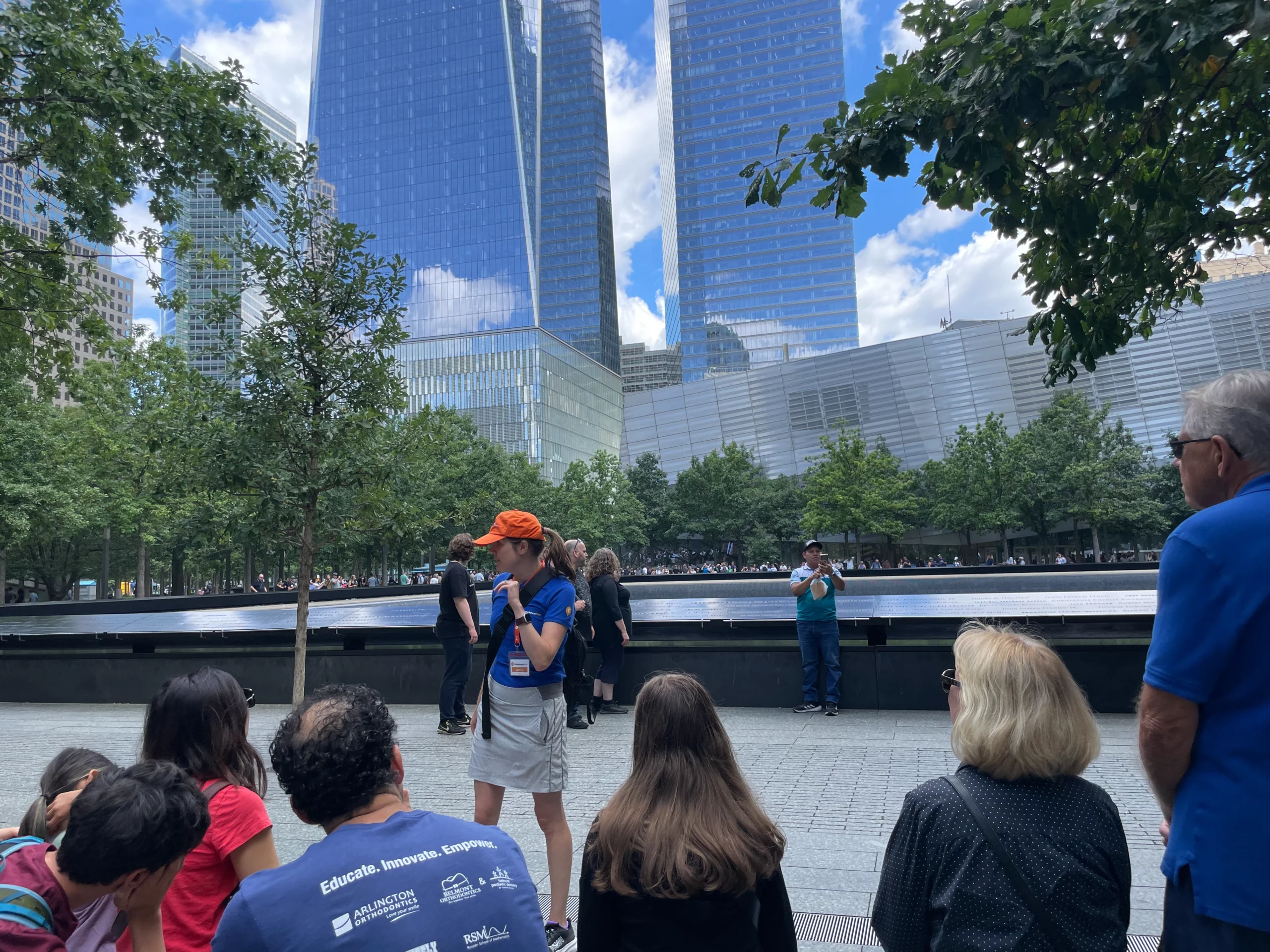 9/11 Ground Zero tour in front of memorial pools
