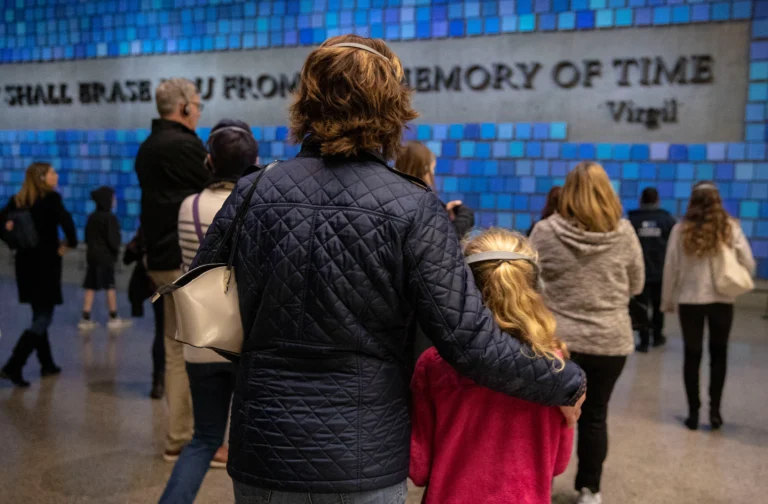 Mother and child in the 911 Museum