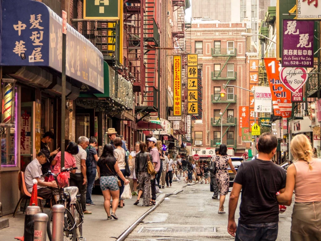Busy Chinatown Street in New York City