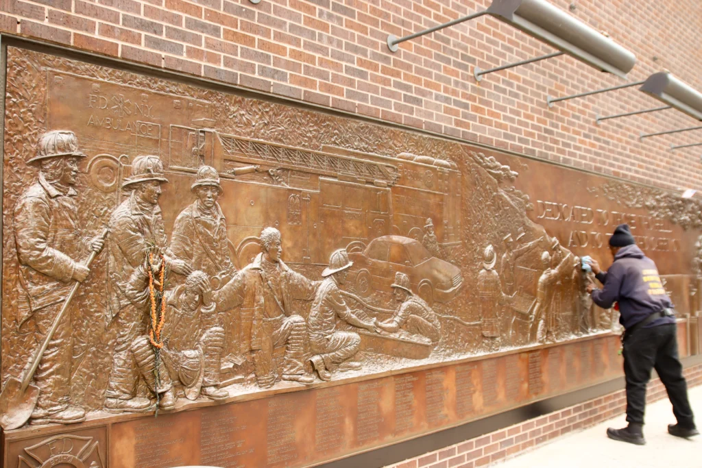 View of FDNY Memorial Wall in New York